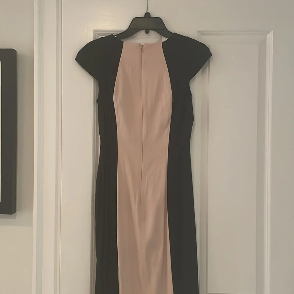 French Connection pink and Black color block LBD size 8 cap sleeves sheath dress - Picture 6 of 8